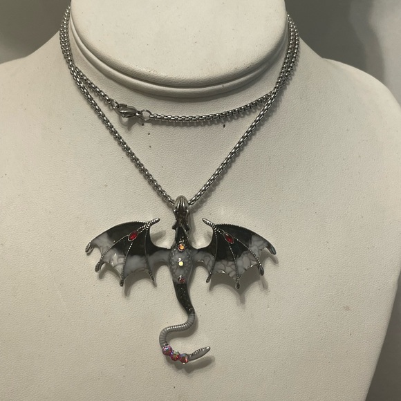Silver Dragon Pendant Necklace - Picture 10 of 10